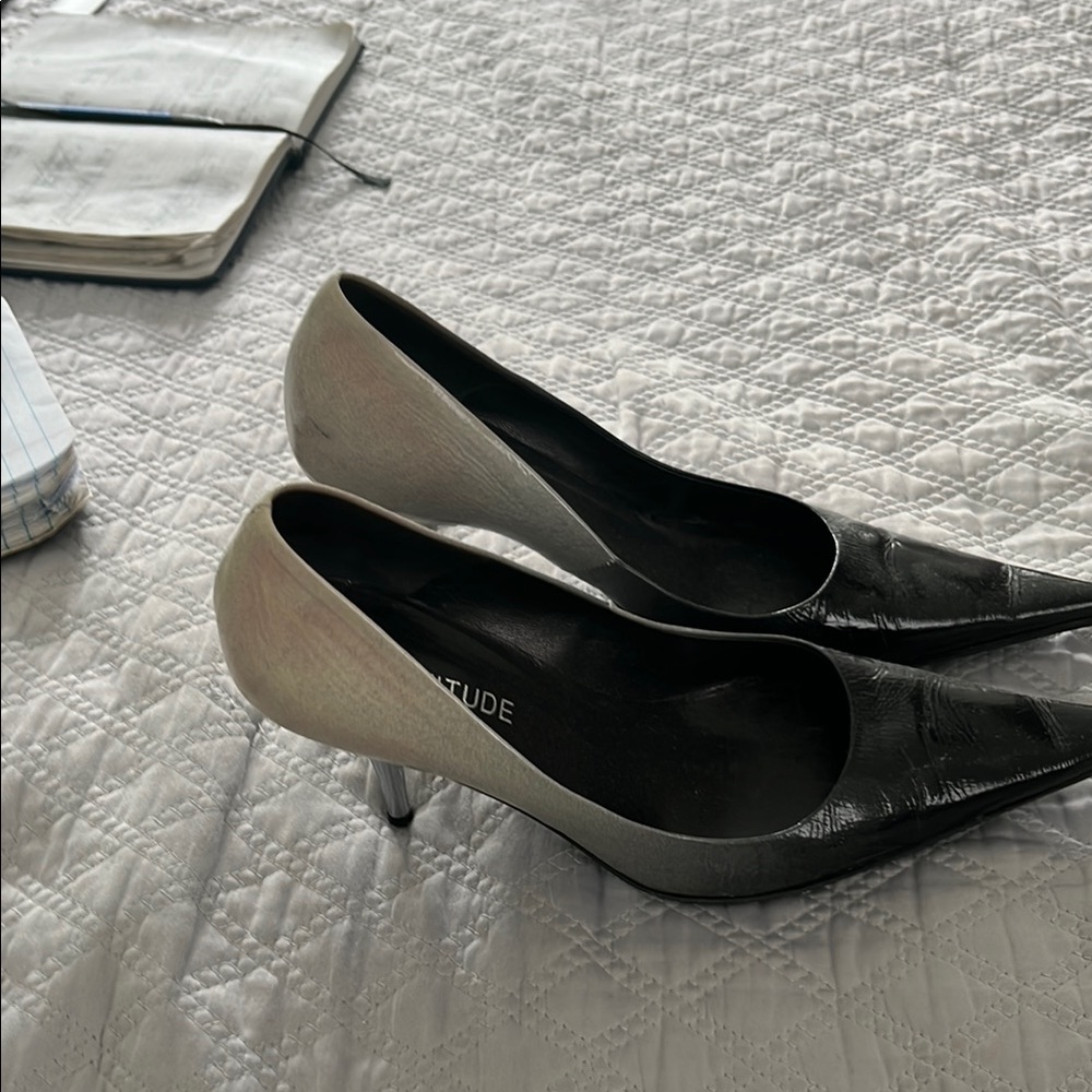 Classic Black and Gray Pointed-Toe Heels